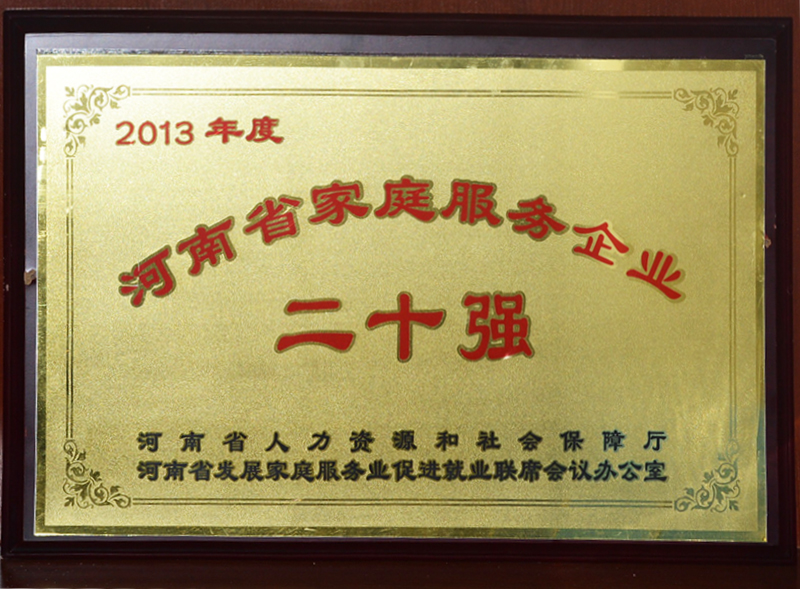 河南省家庭服務(wù)企業(yè)二十強(qiáng)